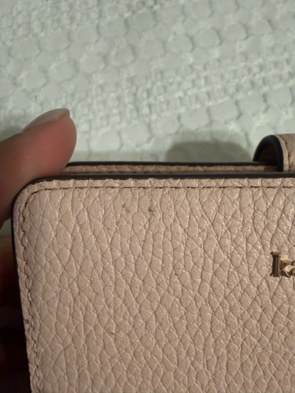 kate spade Blush Pebbled Leather Zip Wallet with Gold Logo - Picture 3 of 9